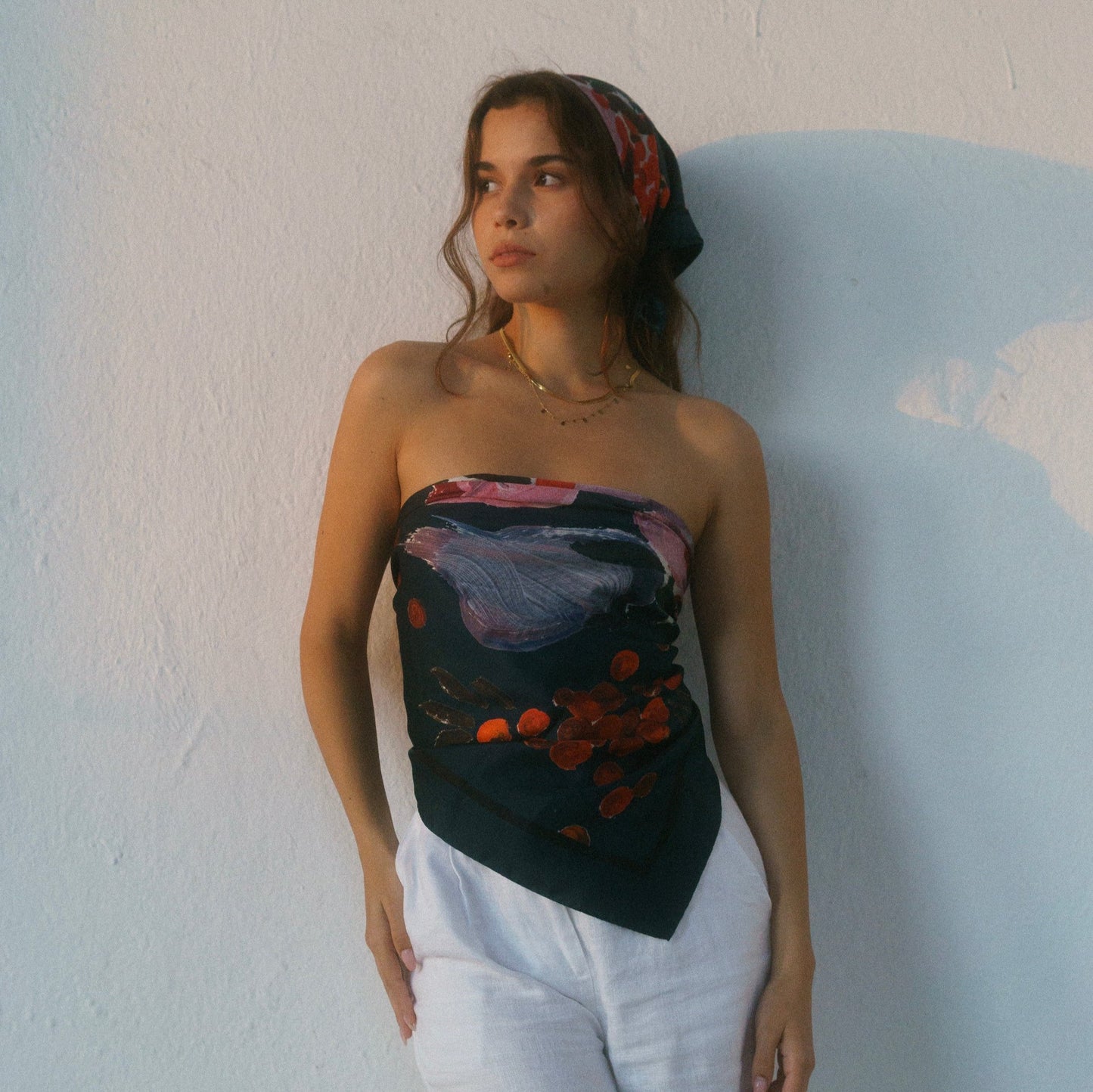 Pañuelo de seda XL - Lilyrose Azul Oscuro
