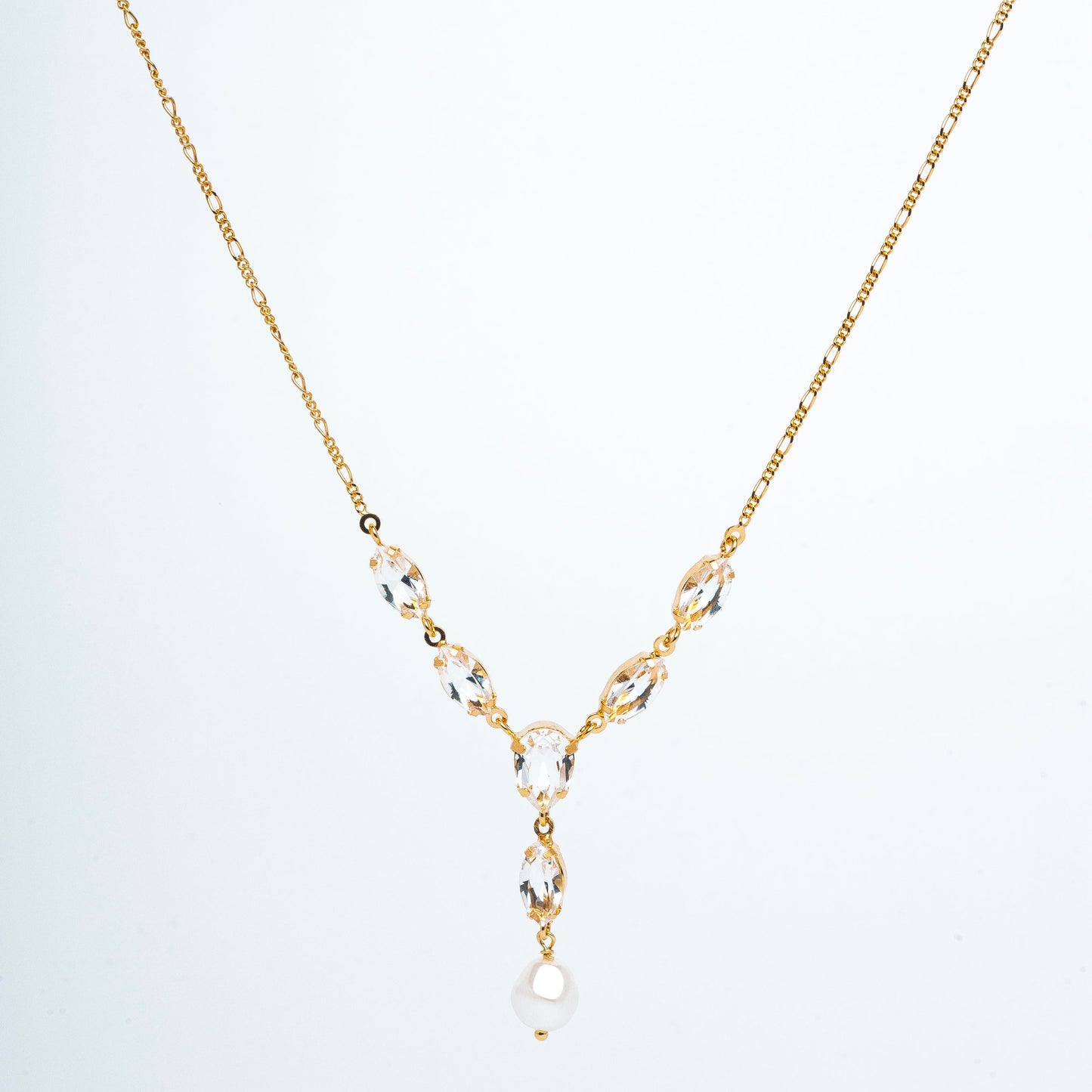 COLLAR MAYA - Perla con Cristales transparentes