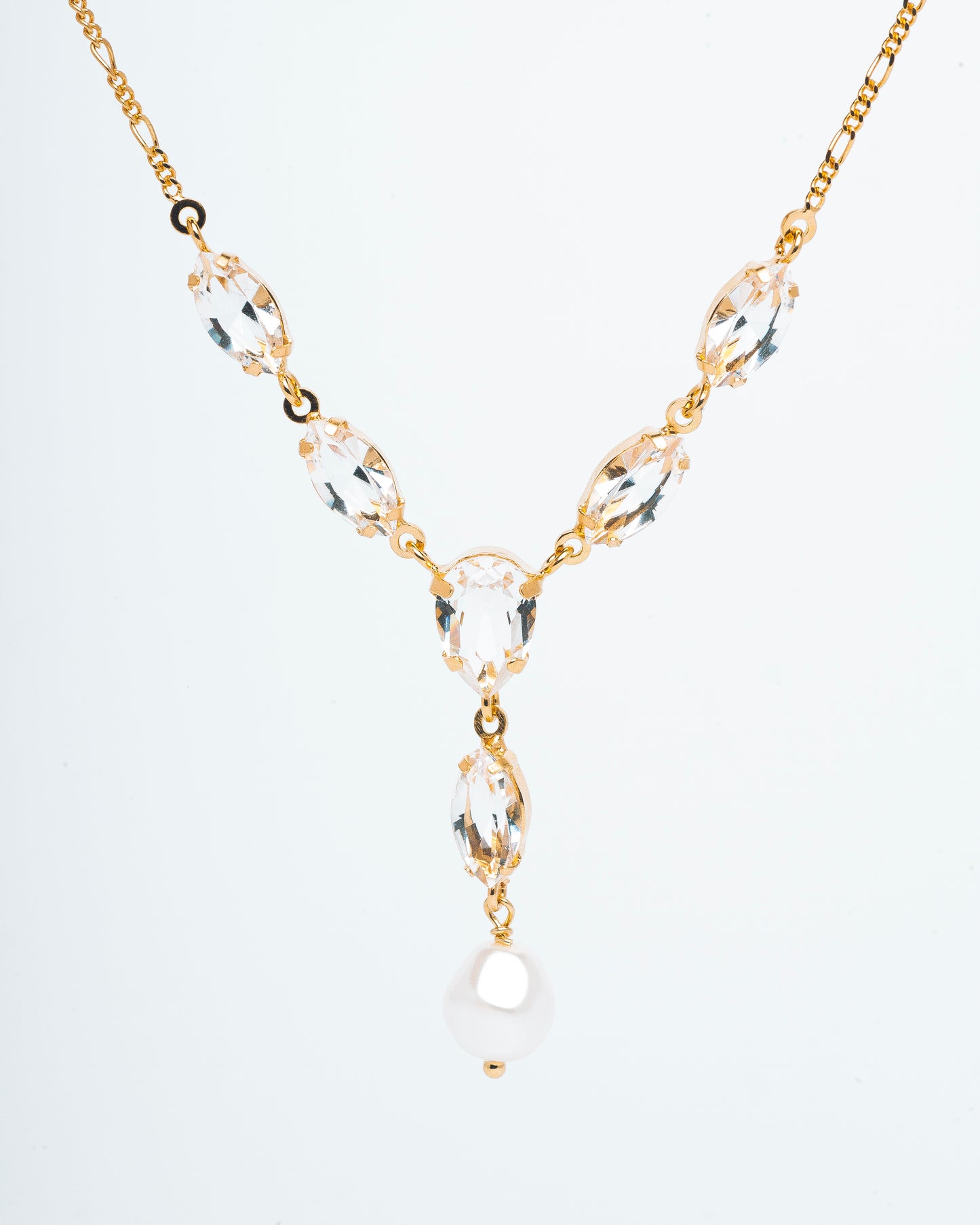 COLLAR MAYA - Perla con Cristales transparentes