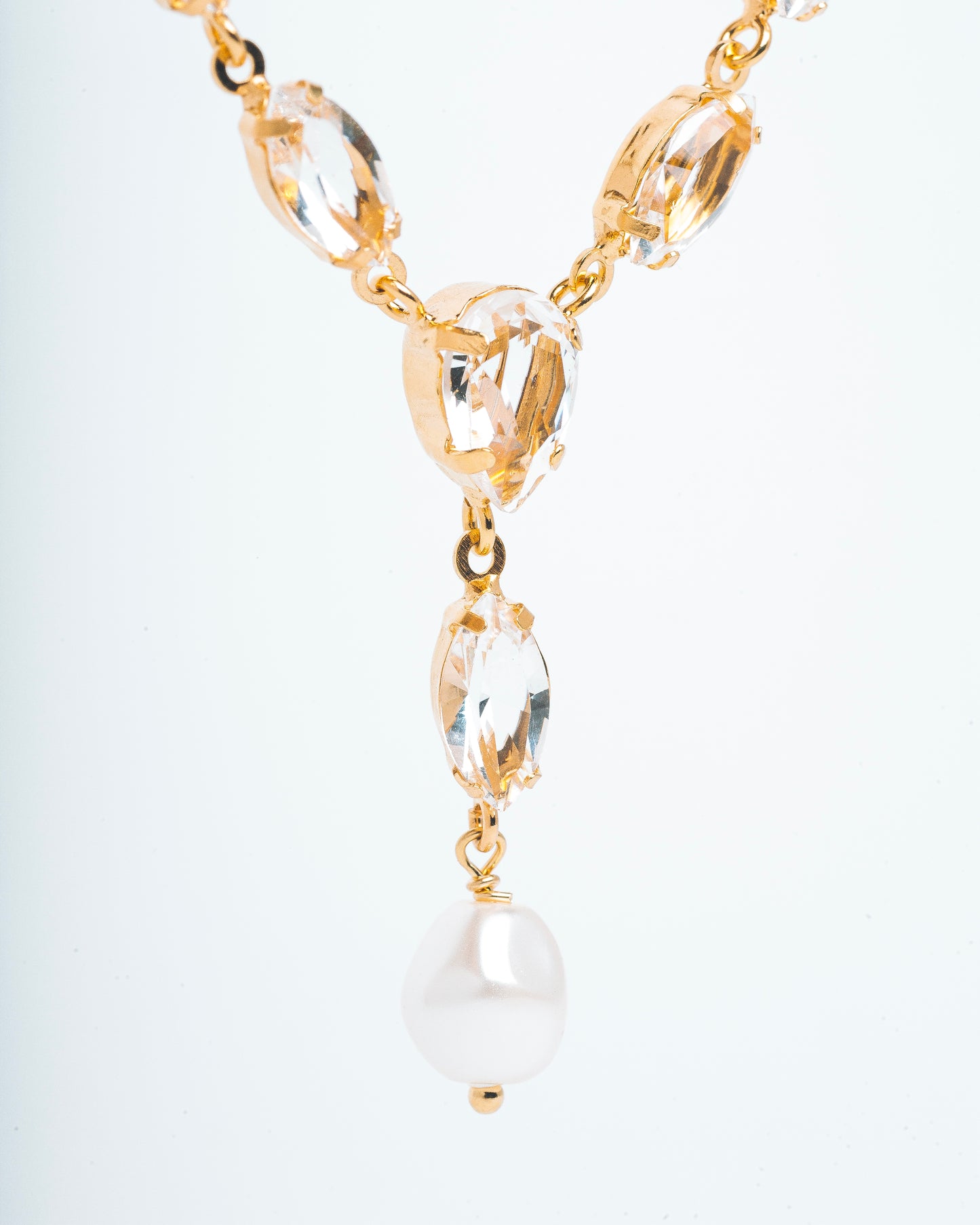 COLLAR MAYA - Perla con Cristales transparentes