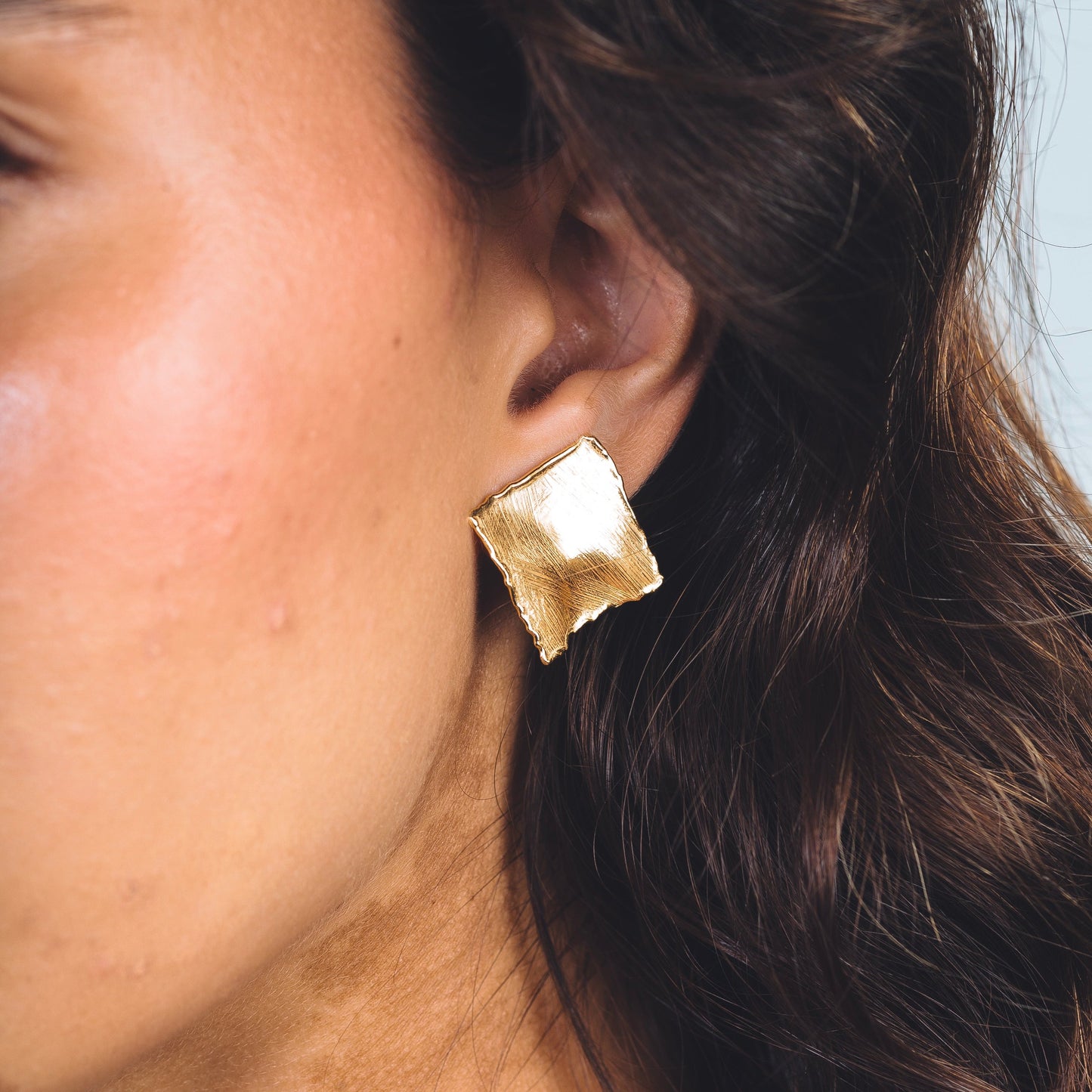 GAIA SQUARE EARRING - STERLING SILVER / 18K GOLD-PLATING
