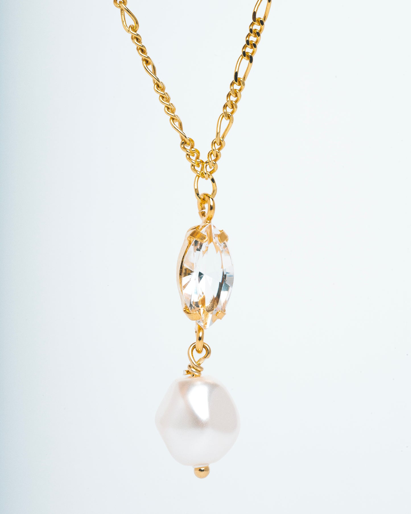 COLLAR CORTO MAYA - Perla con Cristal transparente