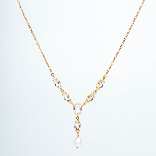 COLLAR MAYA - Perla con Cristales transparentes