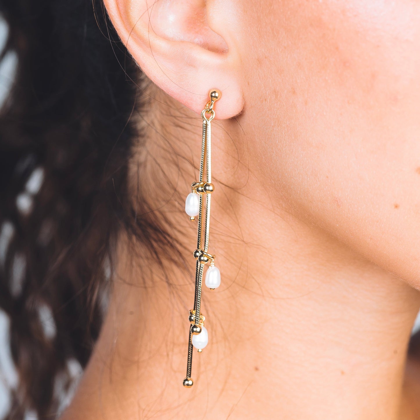 PENDIENTE VIVIAN - Plata de ley / baño de oro 18k, perlas