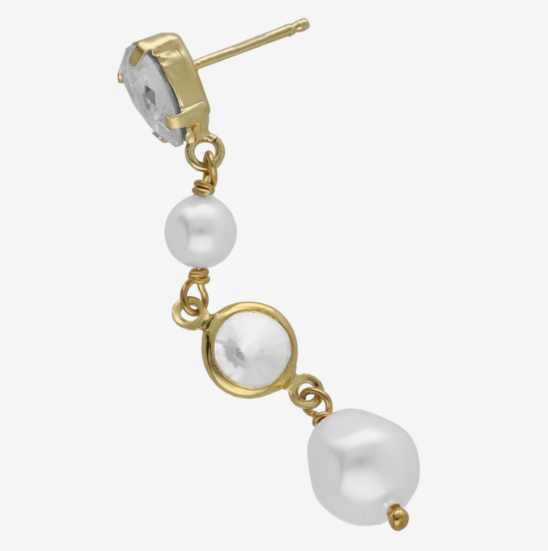 MAYA EARRING - Pearls with clear Crystals