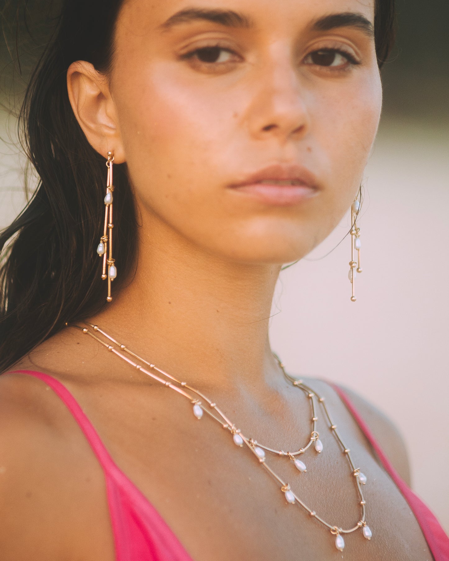 PENDIENTE VIVIAN - Plata de ley / baño de oro 18k, perlas